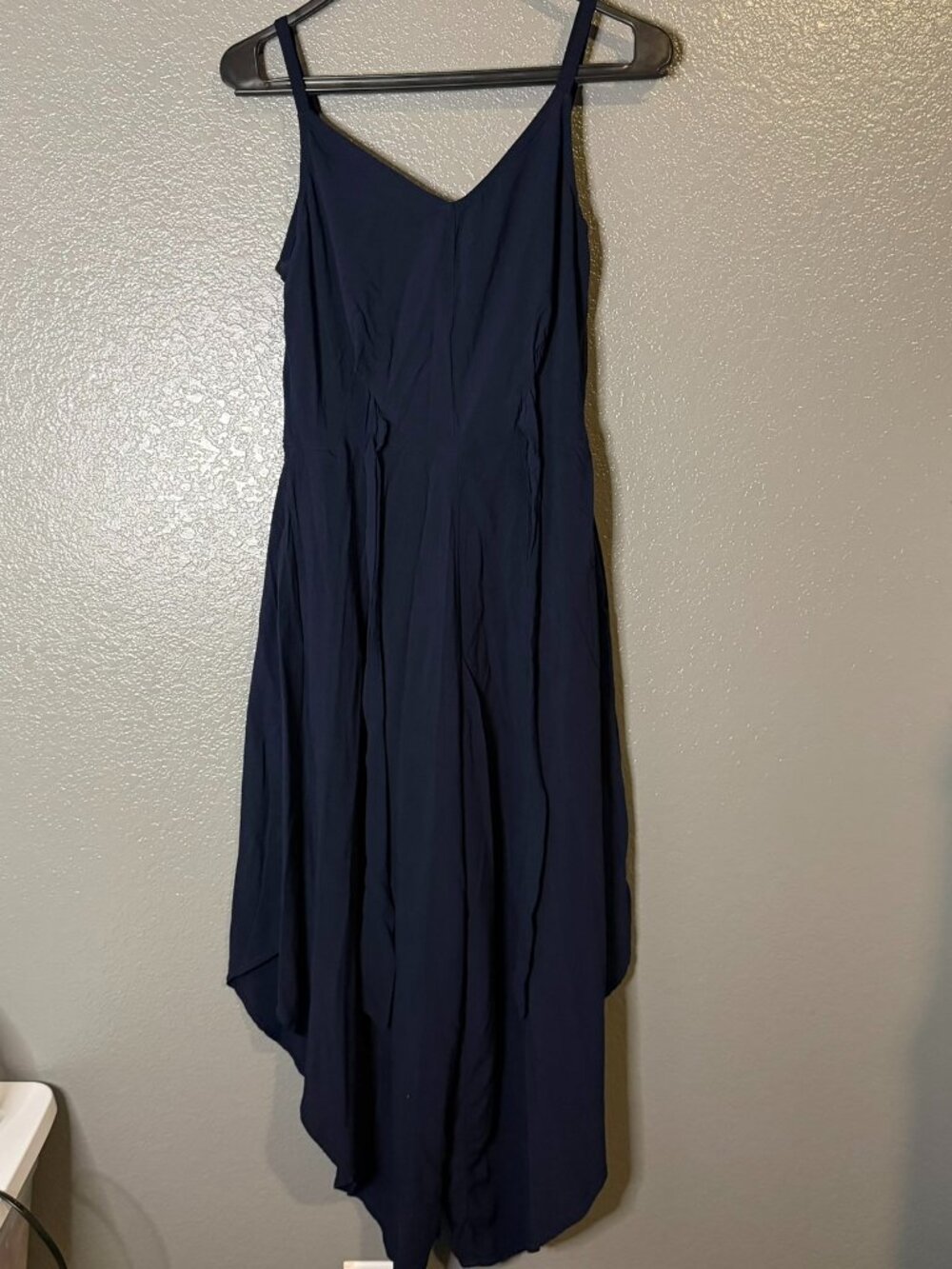 Ivy Street Navy Blue Handkerchief Hem Maxi Dress Size L Flowy Boho